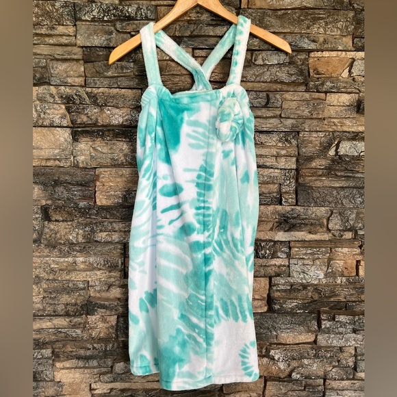 Turquoise Tie-Dye towel/robe Wrap Dress - Picture 2 of 11